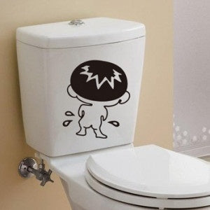 2018 NEW   1Pcs DIY Home Decoration Wall Decal Funny Bathroom Stickers Toilet Sticker Cartoon Wall Sticker Art Mural Pattern Fridge Sticker