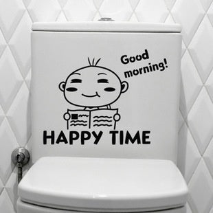 2018 NEW   1Pcs DIY Home Decoration Wall Decal Funny Bathroom Stickers Toilet Sticker Cartoon Wall Sticker Art Mural Pattern Fridge Sticker