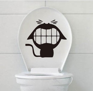 2018 NEW   1Pcs DIY Home Decoration Wall Decal Funny Bathroom Stickers Toilet Sticker Cartoon Wall Sticker Art Mural Pattern Fridge Sticker