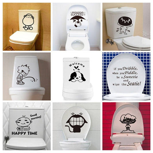 2018 NEW   1Pcs DIY Home Decoration Wall Decal Funny Bathroom Stickers Toilet Sticker Cartoon Wall Sticker Art Mural Pattern Fridge Sticker