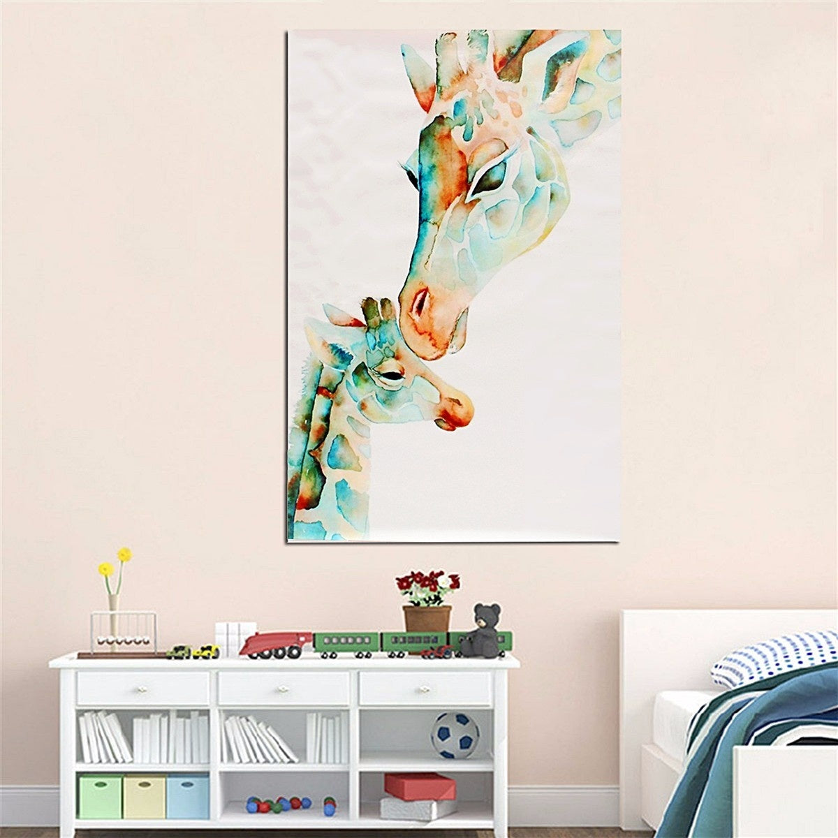 HD Canvas Painting Giraffe Animal Wall Art Picture Prints Maternal Love Unframed