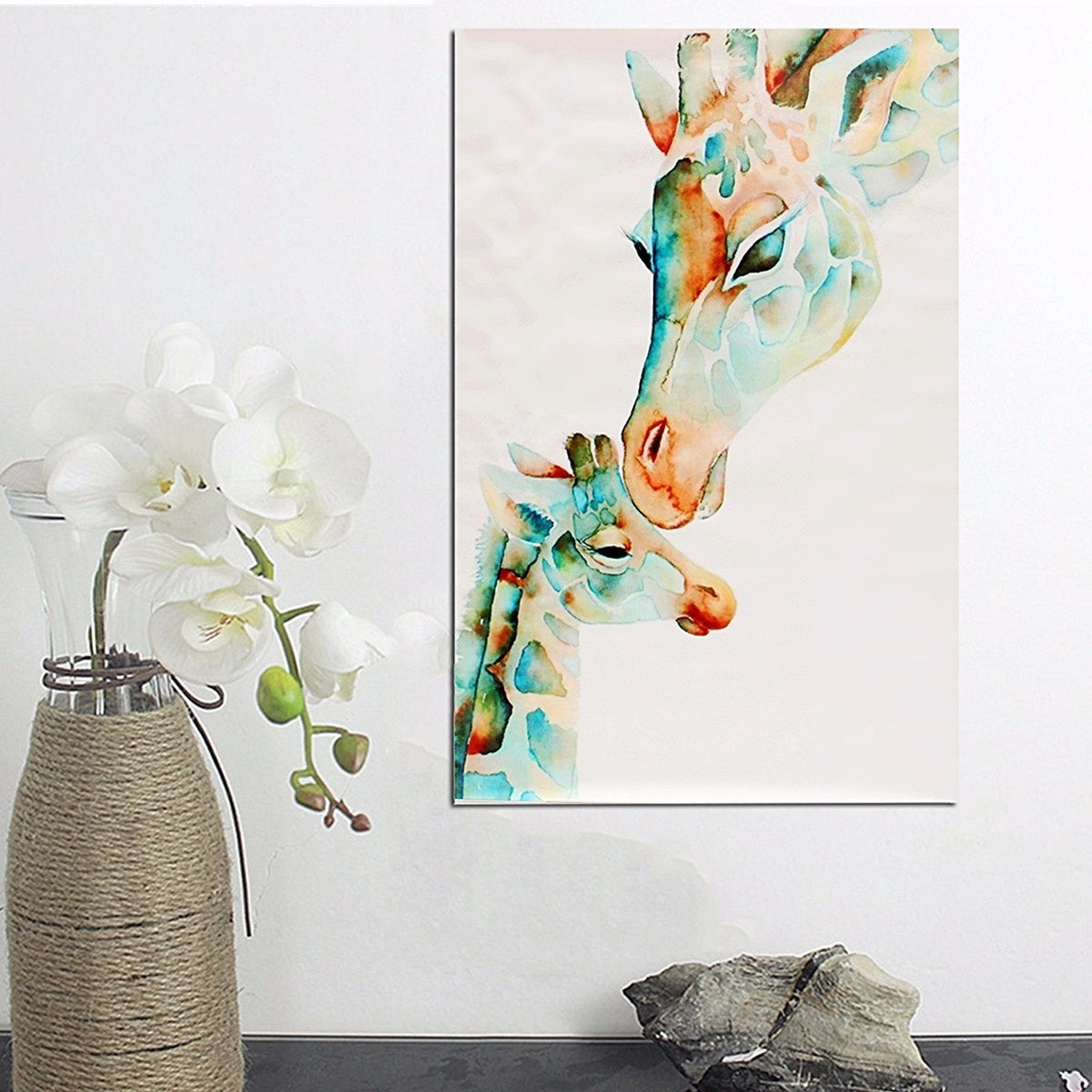 HD Canvas Painting Giraffe Animal Wall Art Picture Prints Maternal Love Unframed