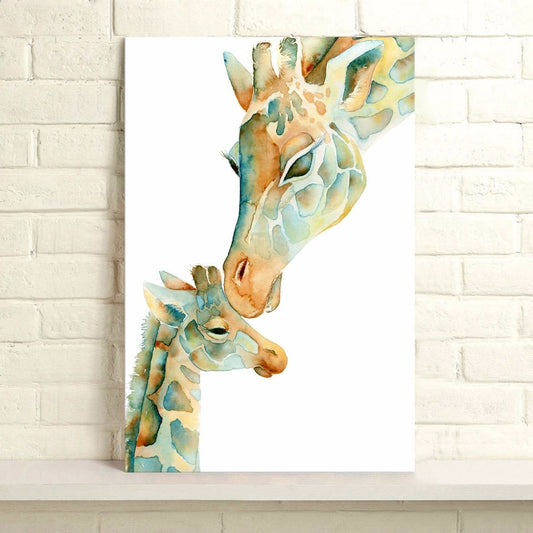 HD Canvas Painting Giraffe Animal Wall Art Picture Prints Maternal Love Unframed