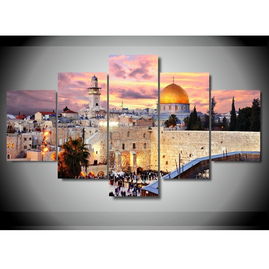 New Fashion 5 Pieces Jerusalem Modular Picture Modern Home Wall Decoration Canvas Picture Art HD Printed Painting On Canvas Artworks