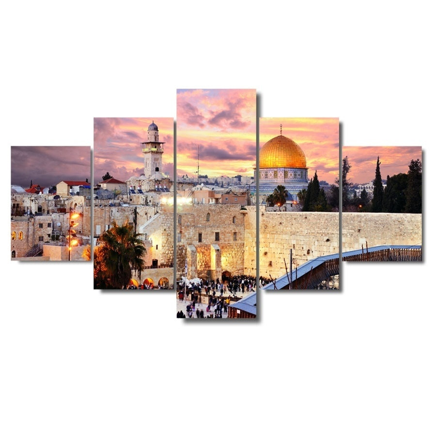 New Fashion 5 Pieces Jerusalem Modular Picture Modern Home Wall Decoration Canvas Picture Art HD Printed Painting On Canvas Artworks