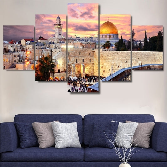 New Fashion 5 Pieces Jerusalem Modular Picture Modern Home Wall Decoration Canvas Picture Art HD Printed Painting On Canvas Artworks