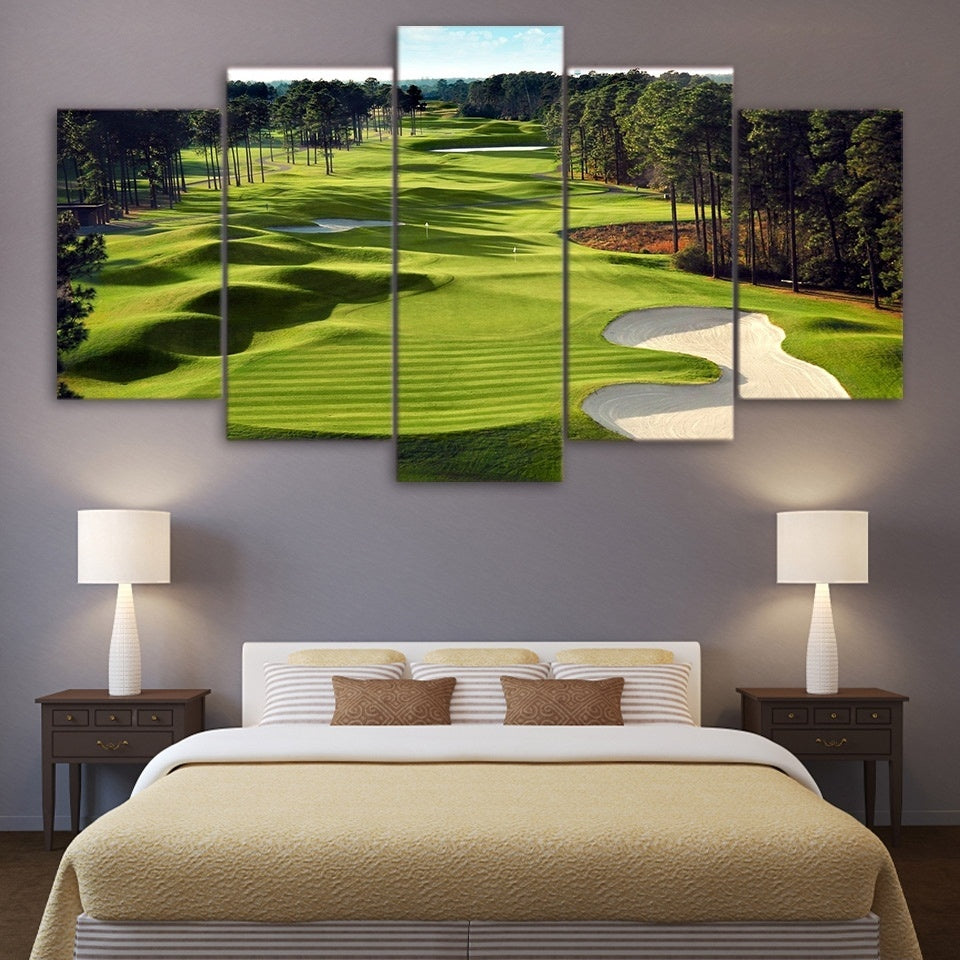 New Brand Canvas Paintings Printed 5 Pieces Golf Course Wall Art Canvas Pictures For Living Room 5 Pcs Print Posters