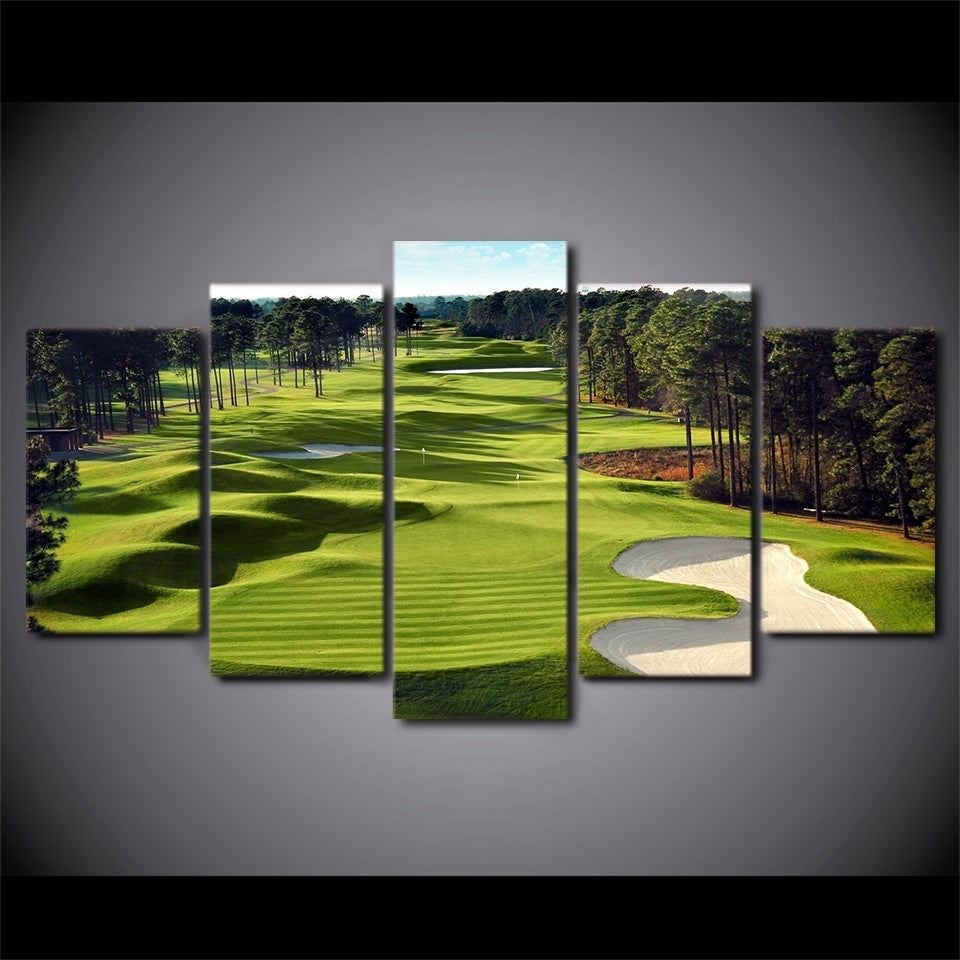 New Brand Canvas Paintings Printed 5 Pieces Golf Course Wall Art Canvas Pictures For Living Room 5 Pcs Print Posters