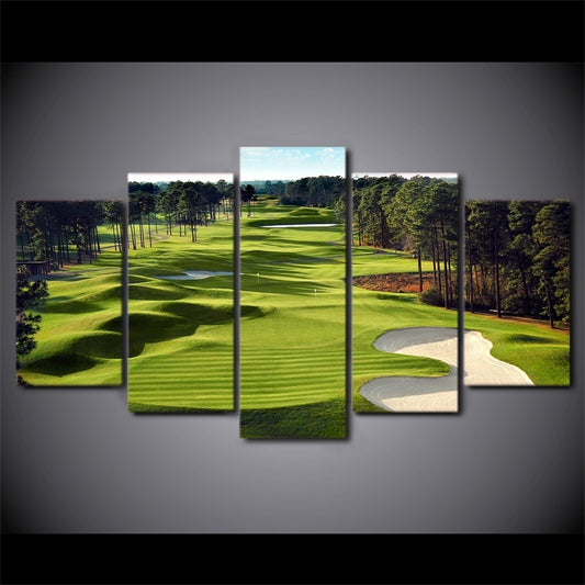 New Brand Canvas Paintings Printed 5 Pieces Golf Course Wall Art Canvas Pictures For Living Room 5 Pcs Print Posters