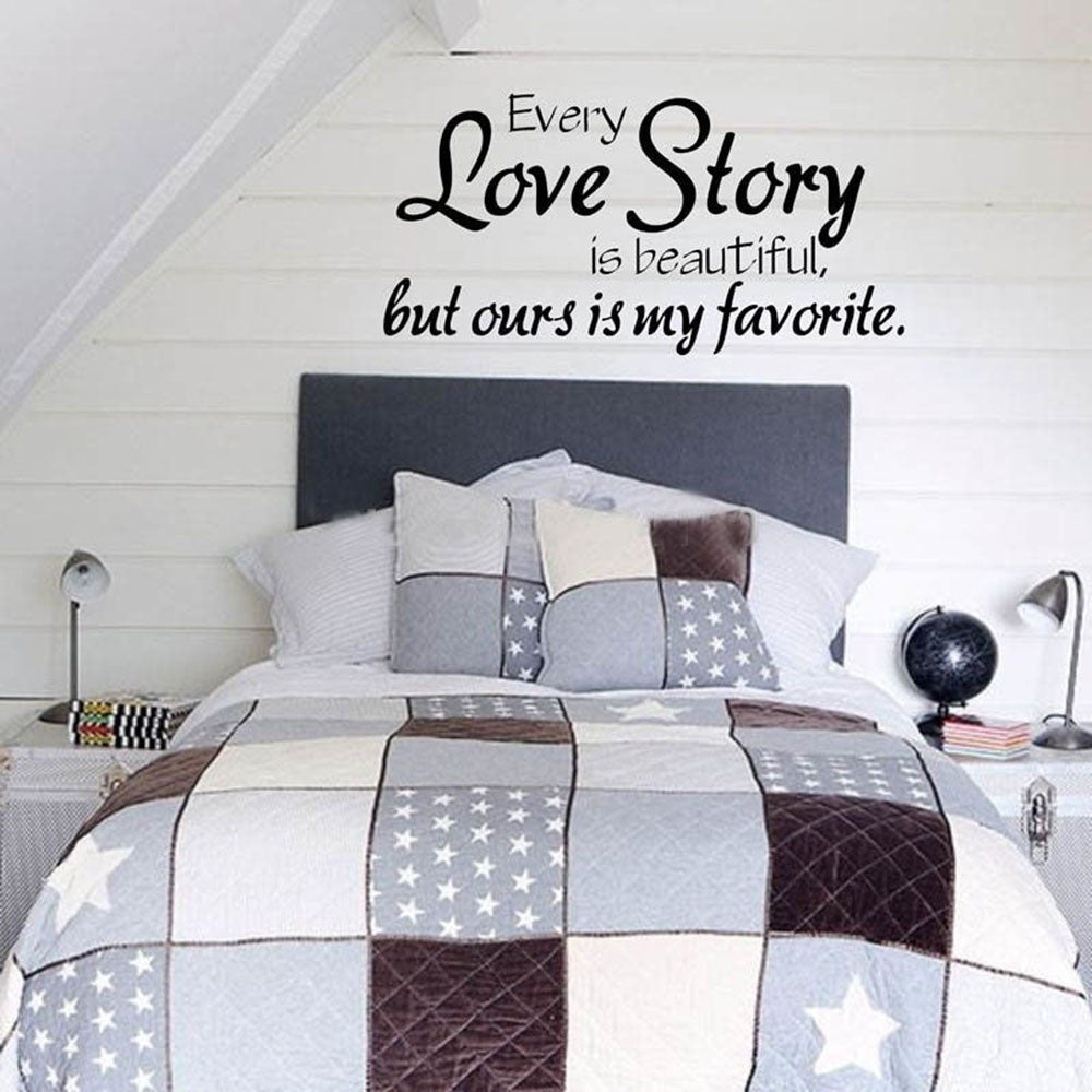 New Fashion   Lovely Ours Is My Favourite Every Love Story Is Beautiful Art Design Removable Wall Stickers PVC Waterproof Art Decals