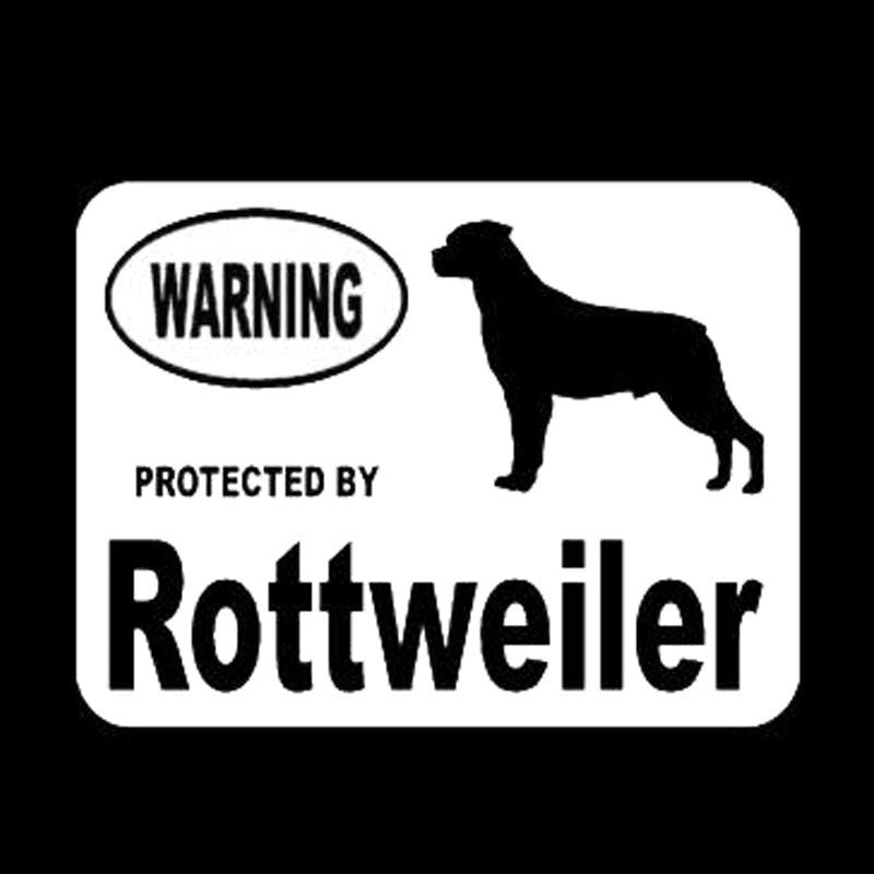 New Brand  13.2cm*10cm Creative  Warning Protected By Rottweiler Dog Vinyl Car Stickers C5-1899
