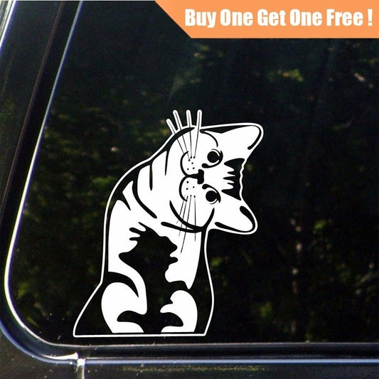 New Hot   11x13CM Cute Cartoon Funny Stickers Cats  Vinyl Car Tank Pad Laptop Window Wall Decal Home Decor Bumper Funny Sticker Aut