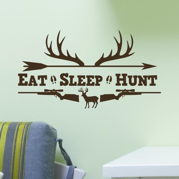 2018 NEW   Eat Sleep Hunt Rifles Racks Deer Bow Hunting Wall Decal Vinyl Sticker Quote
