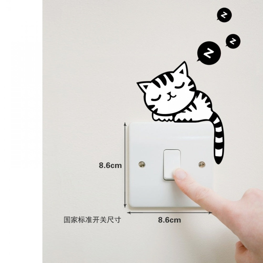 Fashion  Cartoon Removable Cute Lovely Black Cat sleep Socket Switch Wall Sticker Vinyl Decal Home Decor Decal (Size: 4)