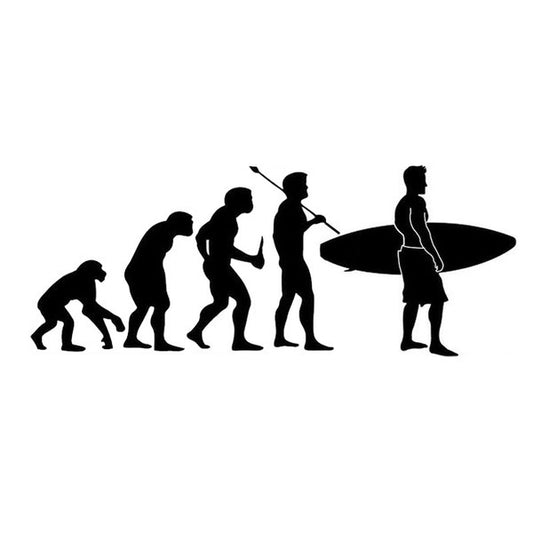 Fashion Longboard Surfing Standing Car Sticker Human Evolutionary History Cars Stickers And Decals (Color: Black)