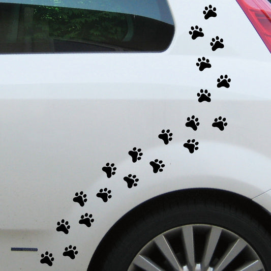 2018 NEW 20 Pfötchen schwarz Pfote 3cm Hund Katze Spur Tatzen Auto Aufkleber Deko Folie