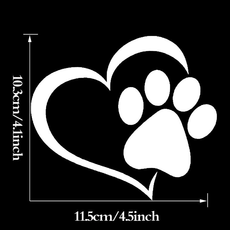 New Hot  3PCs Cute Paw Print With Heart Dog Cat Vinyl Decal Car Window Car Stying Sticker