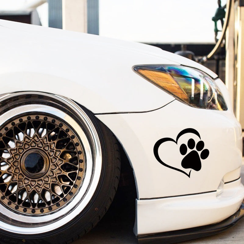 New Hot  3PCs Cute Paw Print With Heart Dog Cat Vinyl Decal Car Window Car Stying Sticker