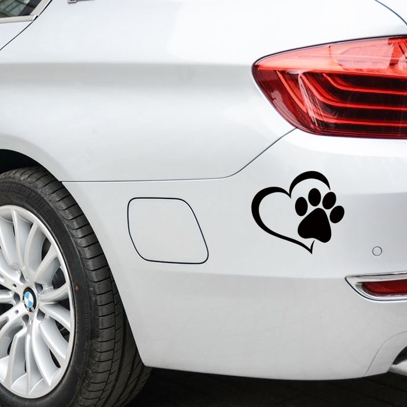 New Hot  3PCs Cute Paw Print With Heart Dog Cat Vinyl Decal Car Window Car Stying Sticker