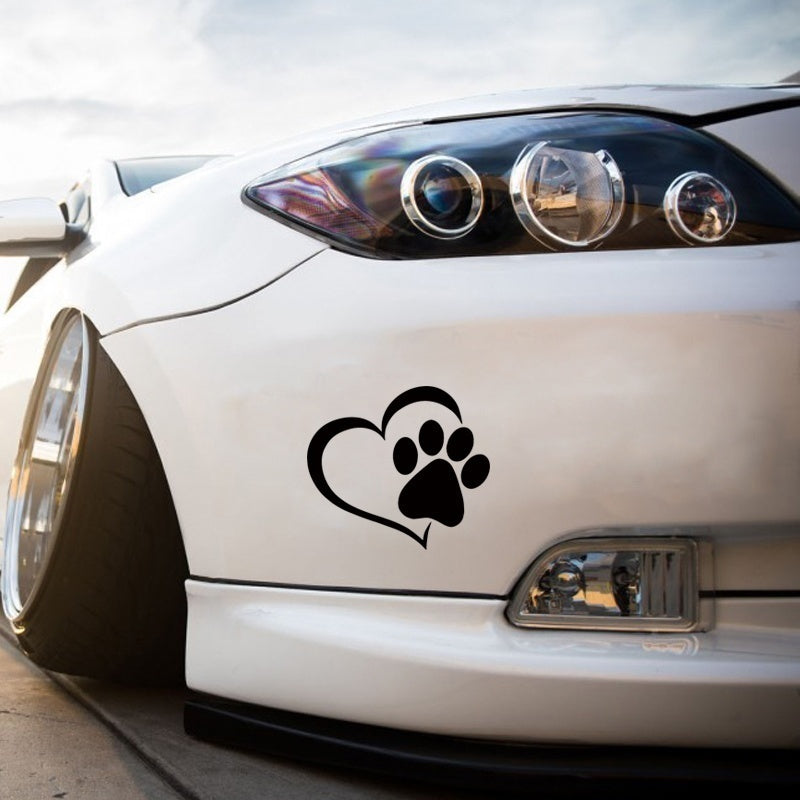 New Hot  3PCs Cute Paw Print With Heart Dog Cat Vinyl Decal Car Window Car Stying Sticker