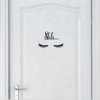 Hot  US Beautiful Shh.. Eyelash Vinyl Wall Sticker Girls Room Lovely Decals Decor Lot (Color: Black)