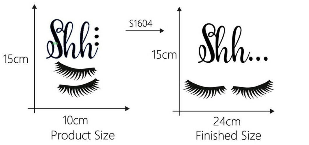 Hot  US Beautiful Shh.. Eyelash Vinyl Wall Sticker Girls Room Lovely Decals Decor Lot (Color: Black)