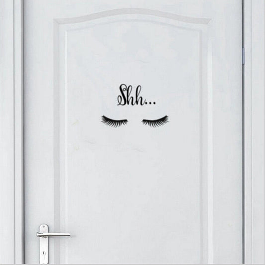 Hot  US Beautiful Shh.. Eyelash Vinyl Wall Sticker Girls Room Lovely Decals Decor Lot (Color: Black)