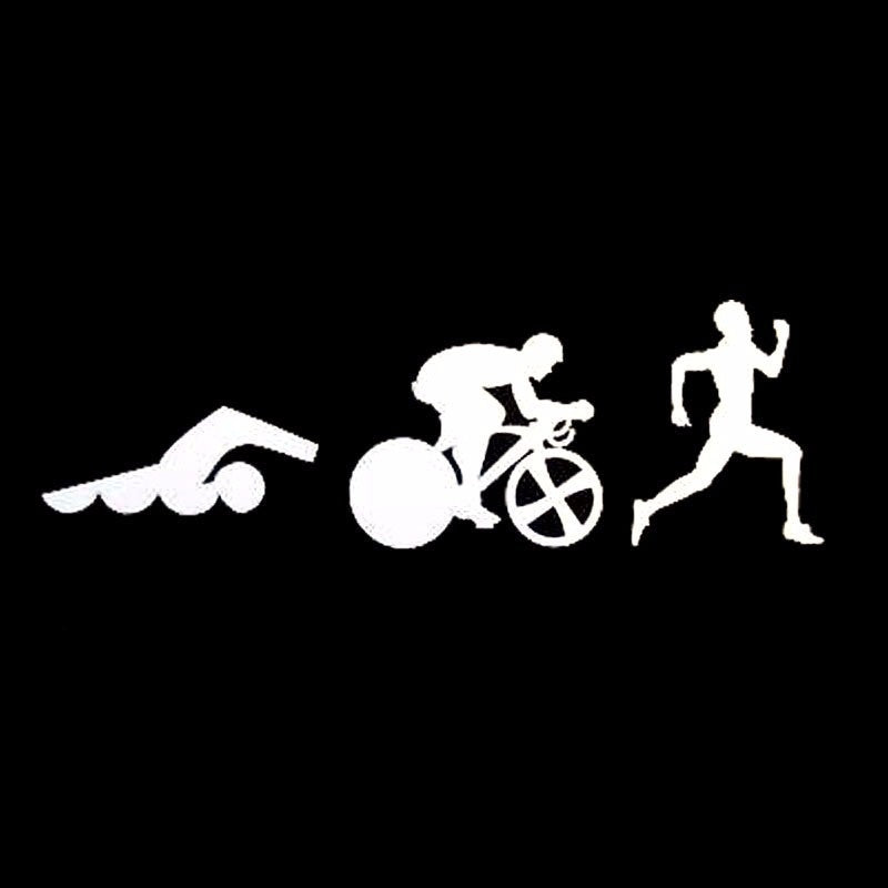 23cmx7.5cm Creative Sports Triathlon Swimming Bike Running Car Sticker (Size: 23cm by 7.5cm, Color: Black)