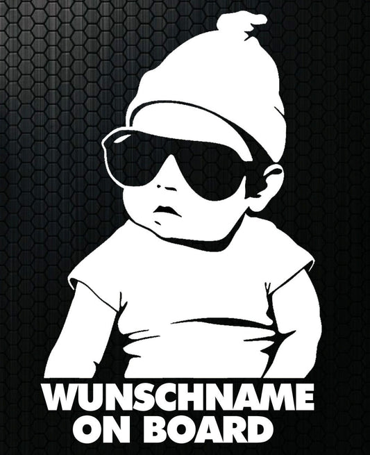 New Hot 1x Aufkleber WUNSCHNAME ON BOARD Sticker Hangover Baby Auto Kind fährt mit FUNmy