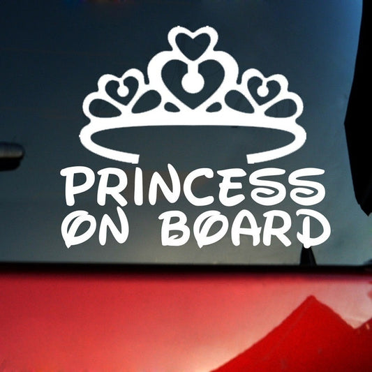 New Fashion  PRINCESS ON BOARD Baby Child Window Bumper Car Sign Decal Sticker