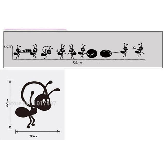 New Brand  Furnishings Wall Stickers Cartoon Decoration Glass Stickers Ant on Mirror Window Stickers Home Decoration