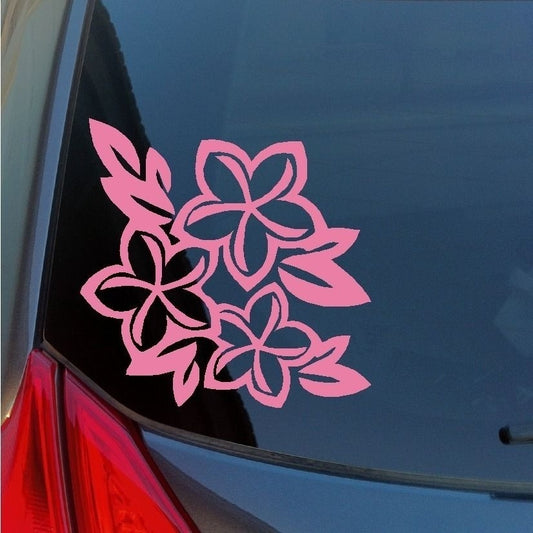 Hot   Plumeria Cluster vinyl sticker decal lei flowers tree leaves Hawaii