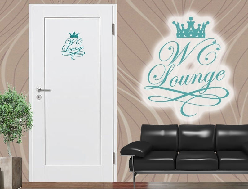 New Hot WC Lounge Aufkleber mit Krone / Wandtattoo / Türschild / Sticker 22x27cm