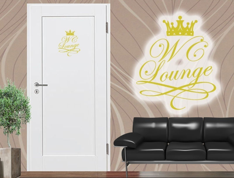 New Hot WC Lounge Aufkleber mit Krone / Wandtattoo / Türschild / Sticker 22x27cm