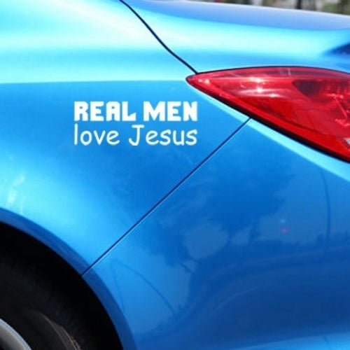 Real Men Love Jesus Car Bumper Sticker Religious Car Window Stickers Body Decal