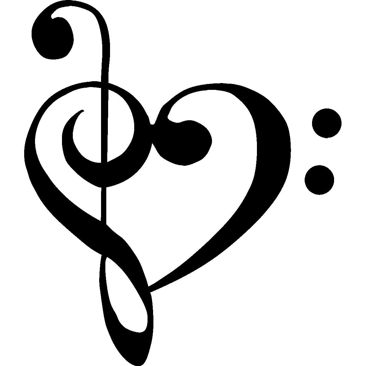1 X TREBLE BASS CLEF HEART Music Love 3.5" Black Vinyl Applique Window Sticker Laptop,  , Windows, Wall, Car, Truck, Motorcycle Car Decal