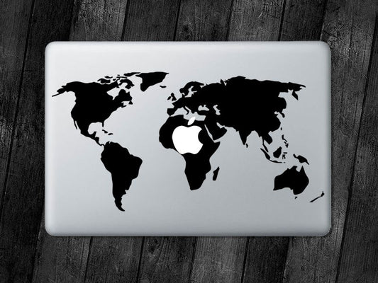 World Map Sticker Earth Atlas Decal Apple MacBook Mac IPad Laptop Car Window Car Stickers