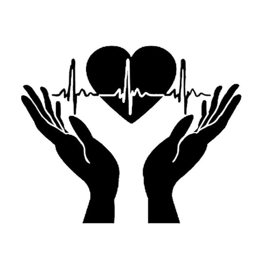 Cool Heart Beat In Hand Open Palm ECG Car Sticker Decoration
