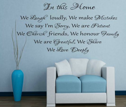 HOUSE RULES WALL STICKER QUOTE - FAMILY LOVE BEDROOM LOUNGE WALL ART DECAL X101
