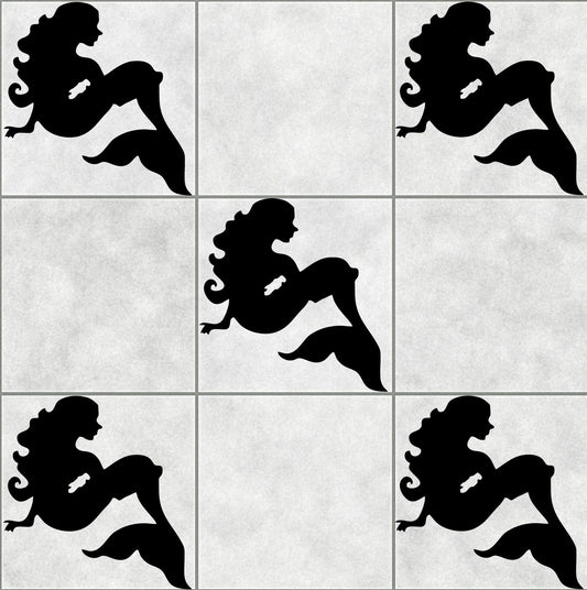 16 MERMAID tile stickers BATHROOM WALL ART DECOR DECAL KITCHEN