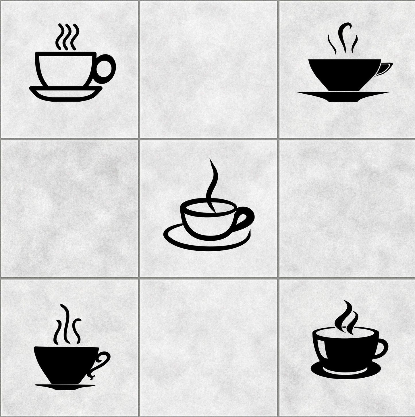 COFFEE tea CUP mug STENCILS tile stickers BATHROOM WALL ART DECOR DECAL KITCHEN