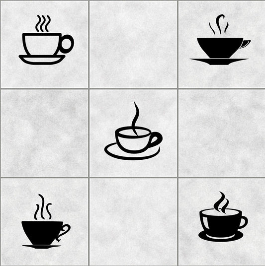 COFFEE tea CUP mug STENCILS tile stickers BATHROOM WALL ART DECOR DECAL KITCHEN
