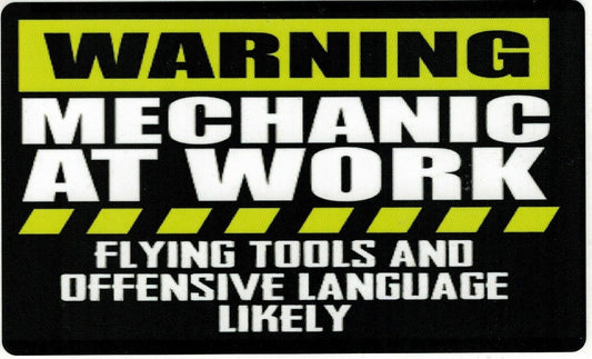 Fashion 2PCs Funny Warning Sticker Mechanic at work Toolbox Box Garage Shop Wall Decal