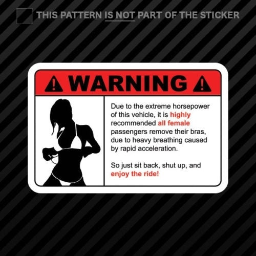 Fashion Remove Clothing Warning Sticker Vinyl extreame horsepower hp jdm ladies