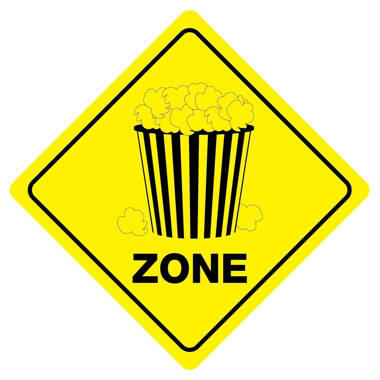 POPCORN ZONE Funny Novelty Carnival  Sign Sticker