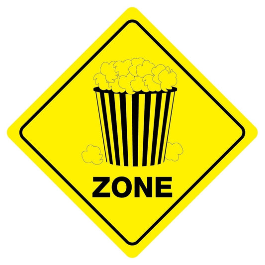POPCORN ZONE Funny Novelty Carnival  Sign Sticker