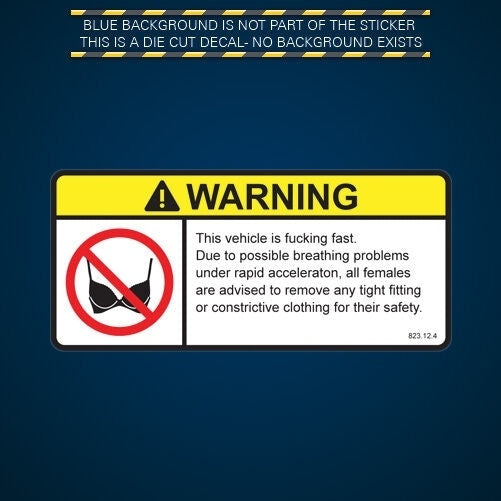 New Fashion F*cking Fast Warning No Bra Self Adhesive Sticker Decal