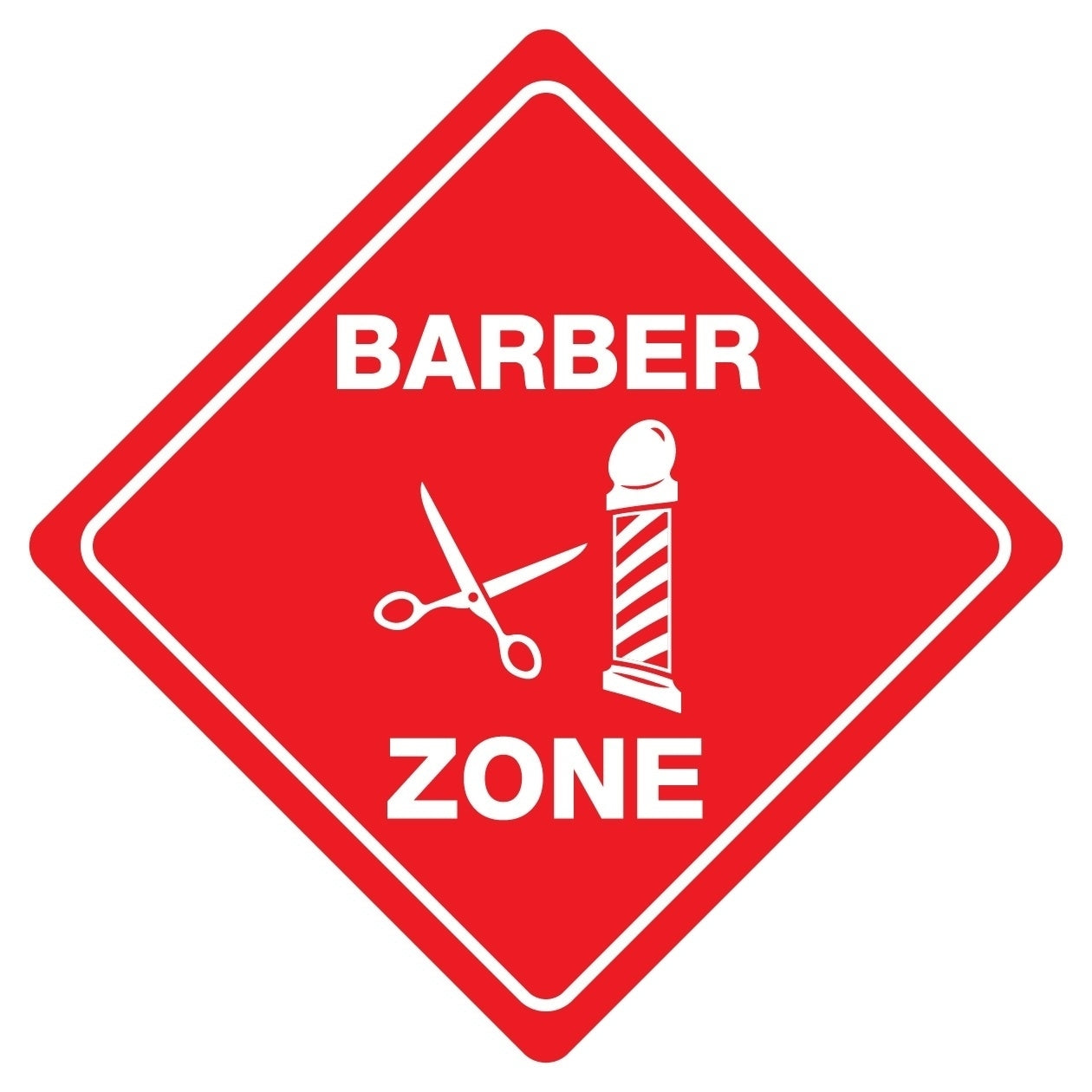 New Brand  BARBER ZONE Funny Novelty Crossing Sign Sticker