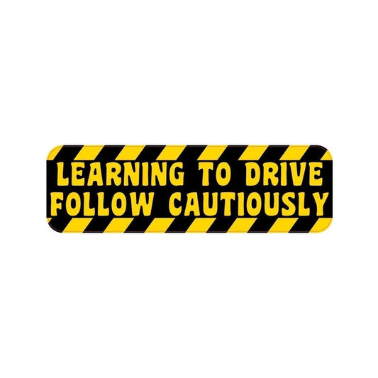 Fashion  13.7CM*4.2CM Warning Learning To Drive Follow Cautiously Funny Car SUV Window Door Bumper Sticker