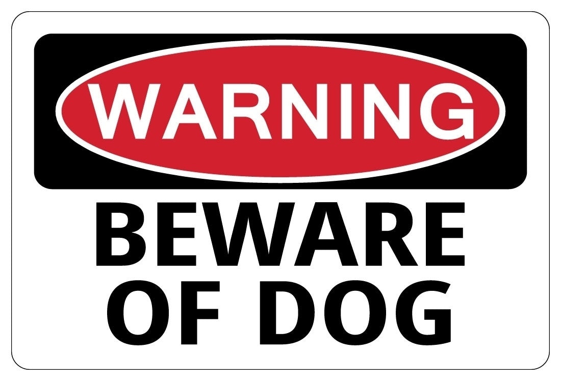 Fashion   BEWARE OF DOG Warning Funny Novelty Sign Sticker